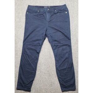 Michael Kors Skinny Pants 14 Blue Solid Mid Rise Rear Pockets Pull On Stretch